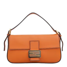 Fendi Leather Baguette Bag Orange 03360B