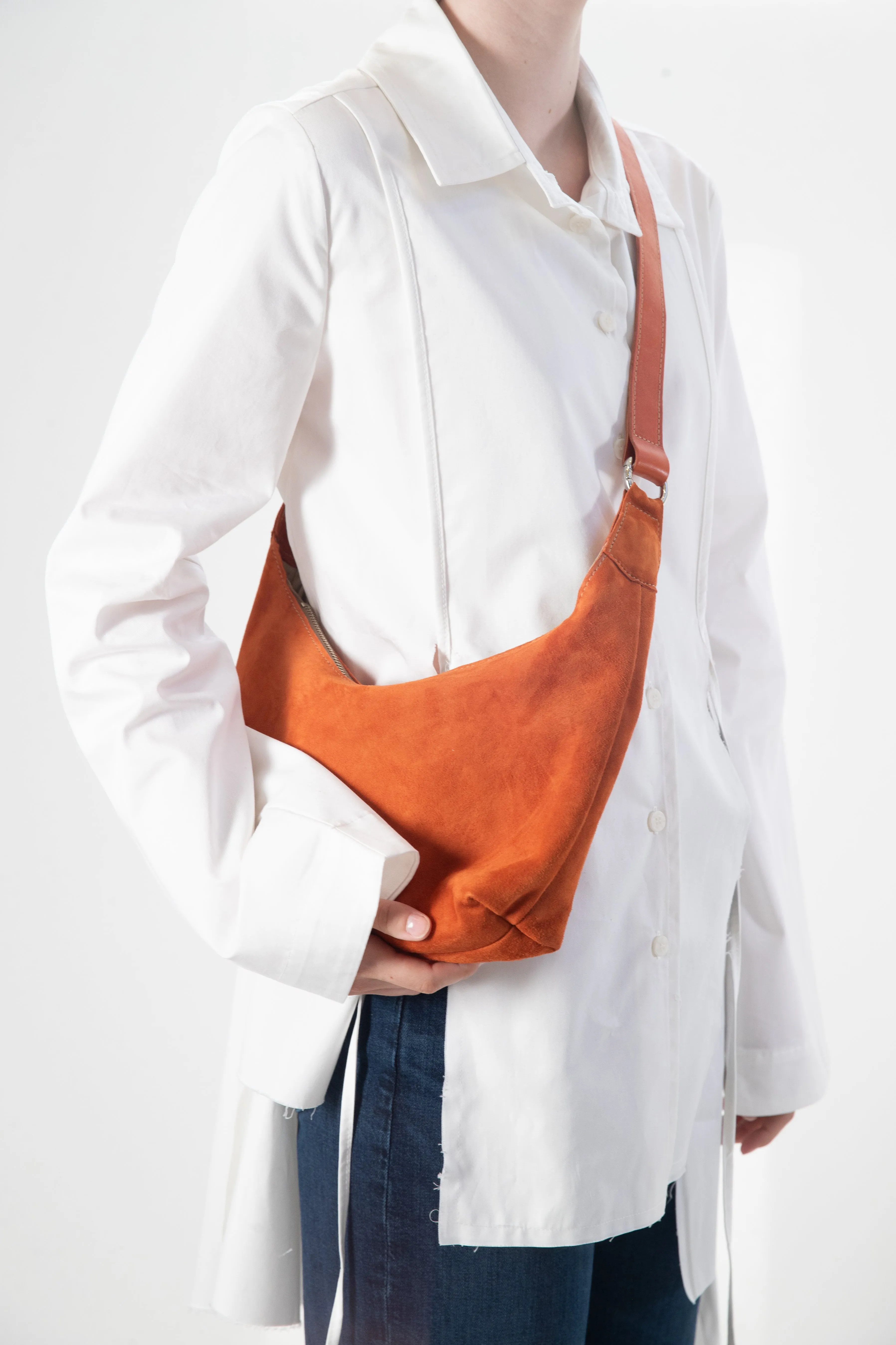 Harpers Emporium Shoulder Bag in Terracotta Suede